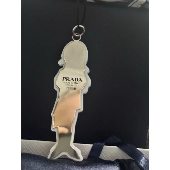Prada Sterling Silver Plexiglass Girl Charm Pendant Keychain NWT Box - Picture 4 of 6